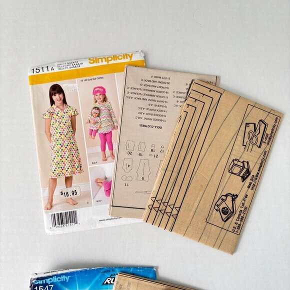 Simplicity Girl Sewing Patterns Lot 2 Size 4 6 8 Dress Leggings Top Doll New - Picture 7 of 8